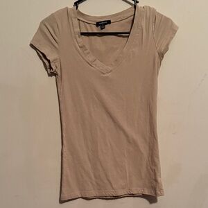 Ambiance Beige V-Neck Short Sleeve Tee